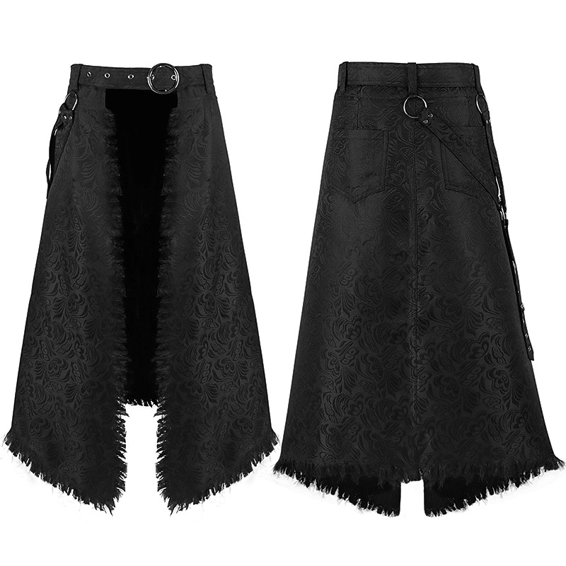 Skirts - Jupe kilt asymétrique en jacquard gothique