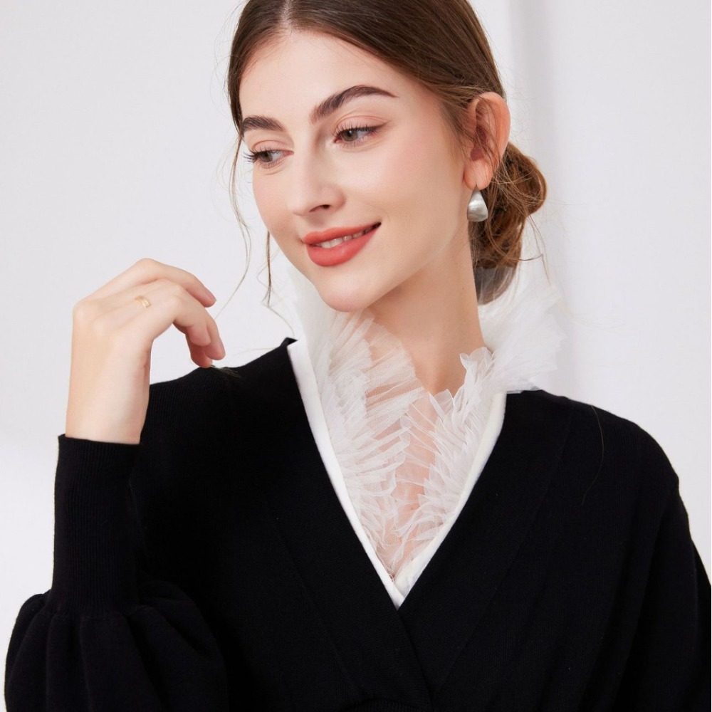 Tops - Col Faux en Fil Mélangé en