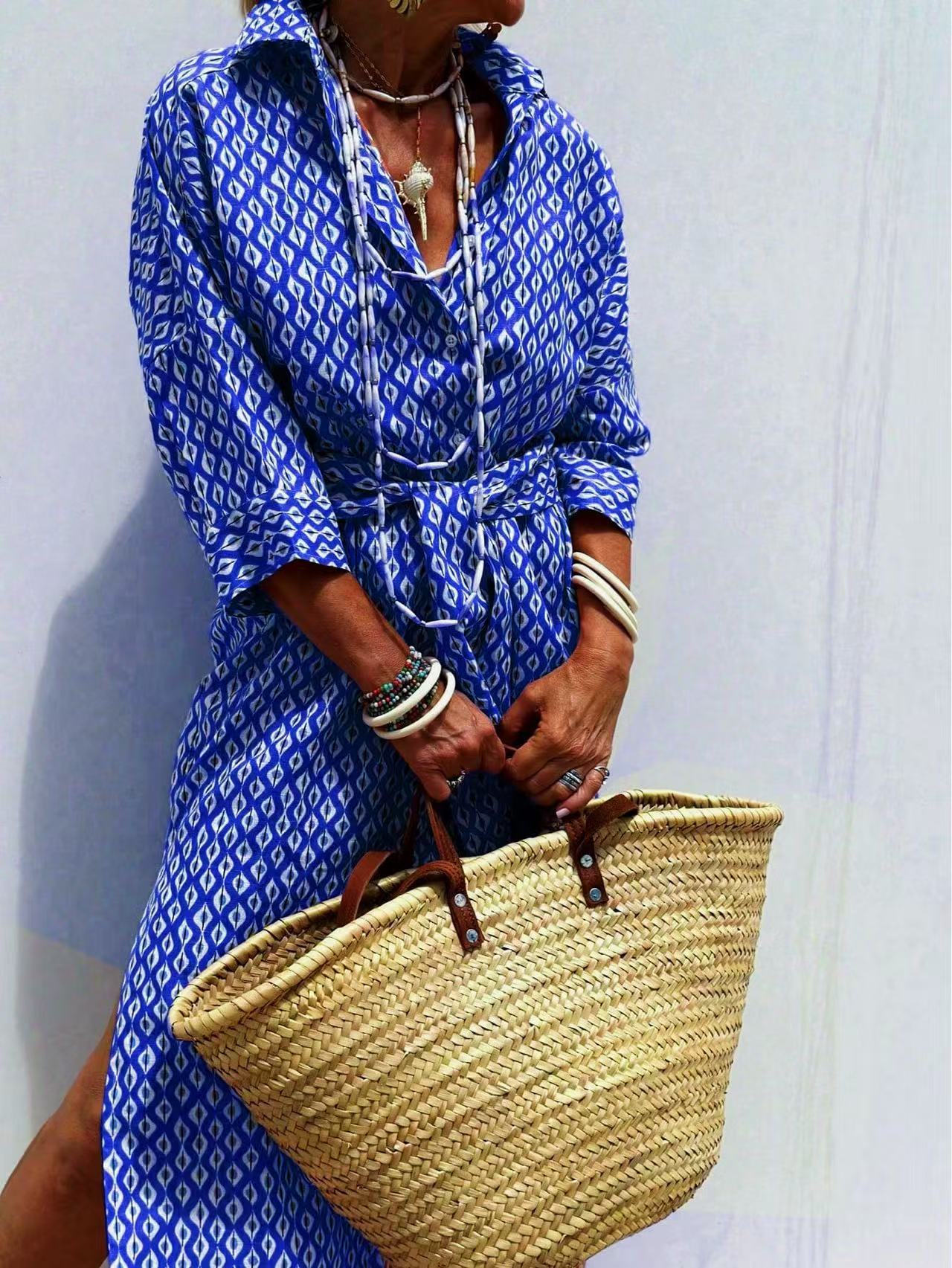 Maxi avec ceinture, robe longu - Casual Loose Linen Shirt Dress avis et prix