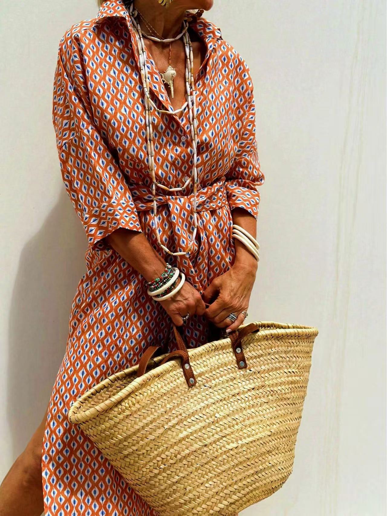 Maxi avec ceinture, robe longu - Casual Loose Linen Shirt Dress avis et prix