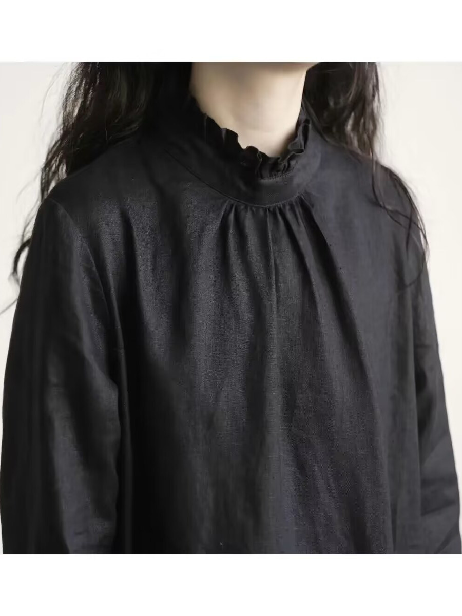 Robe en lin à manches longues  - Casual Loose Linen Shirt Dress avis et prix