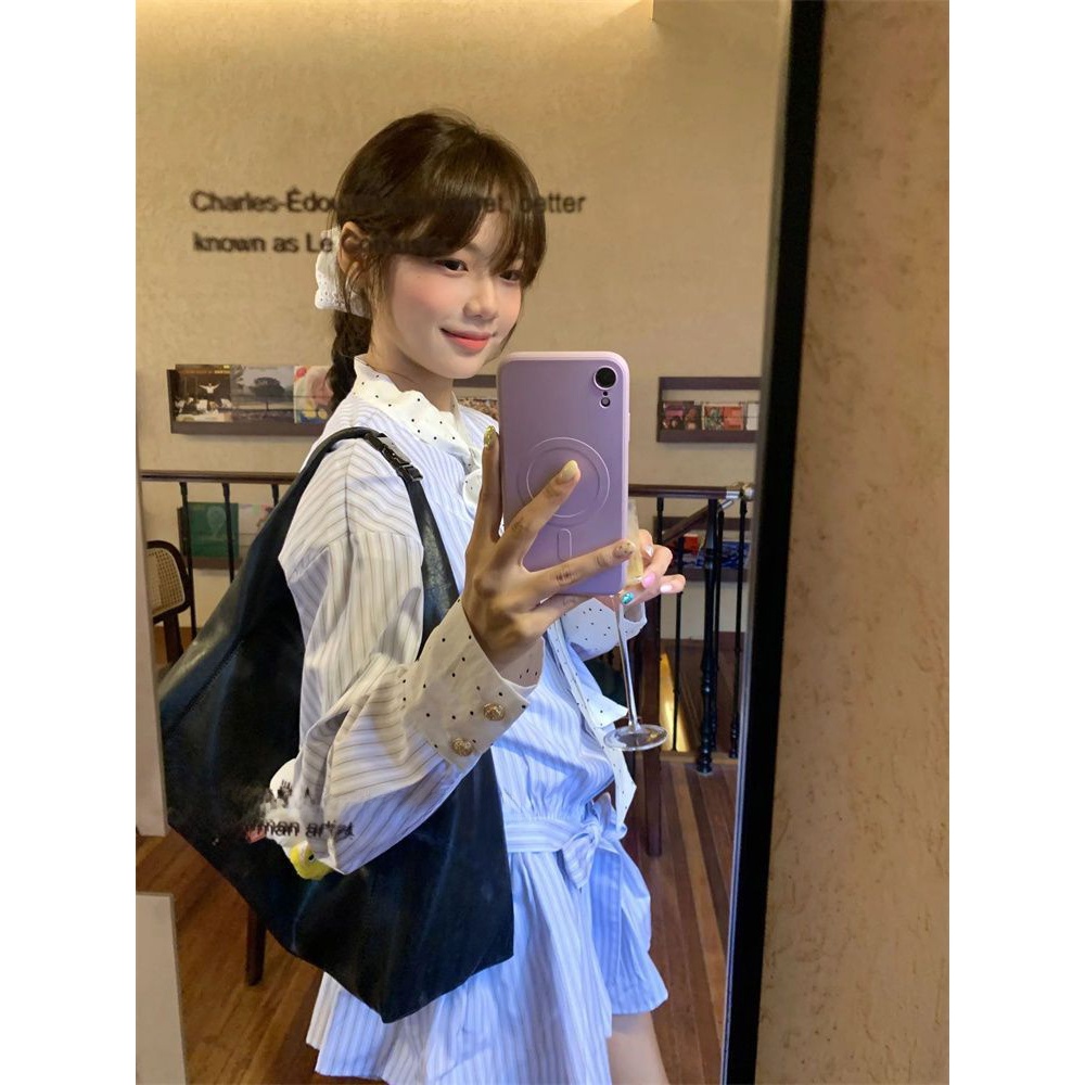 Robe chemise à manches longues - Korean Style A Line Shirt Dress avis et prix