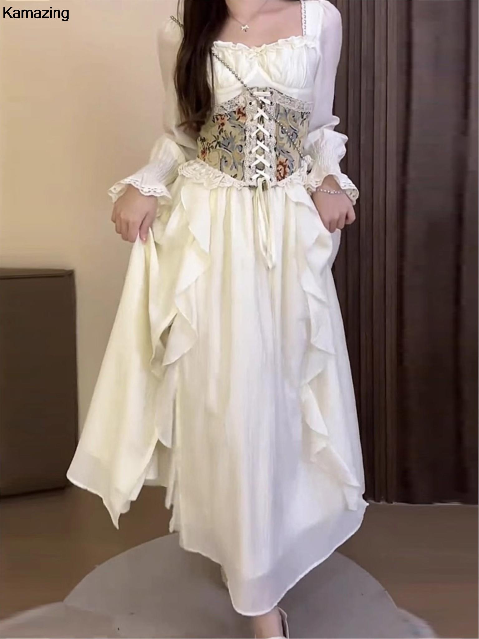Robe mi-longue corset français - French Vintage Floral Midi Dress avis et prix