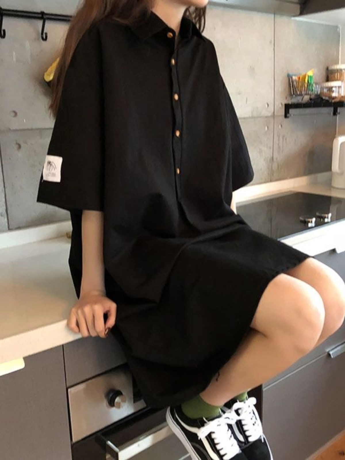 Robe chemise grande taille, co - Korean Style A Line Shirt Dress avis et prix