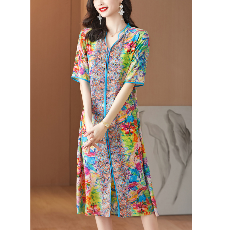 Robe mi-longue à fleurs roses  - French Vintage Floral Midi Dress avis et prix