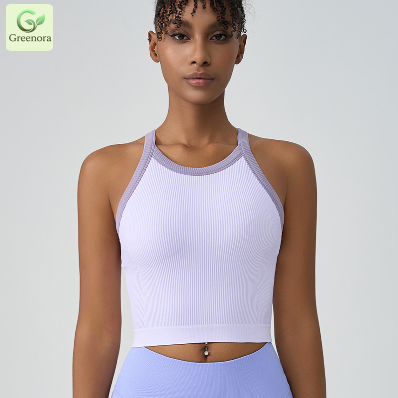 Greenora Crop Top de Yoga Côte - Seamless Ribbed Workout Tank Top avis et prix