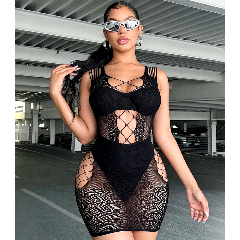 Lingerie sexy, vêtements de nu - Sexy Mesh Sheer Bodycon Dress avis et prix