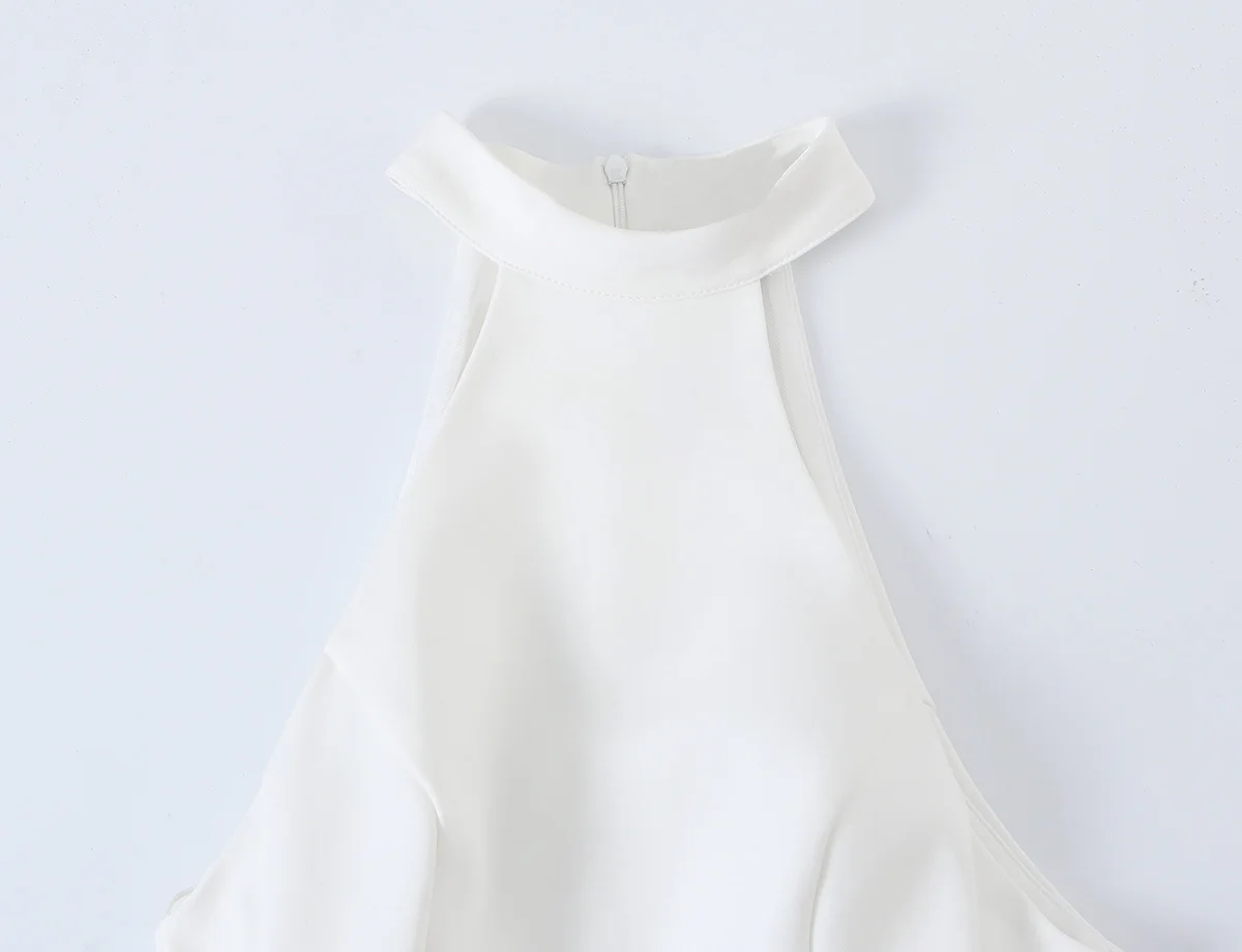 Robe courte blanche à col haut - Y2K Backless Halter Mini Dress avis et prix